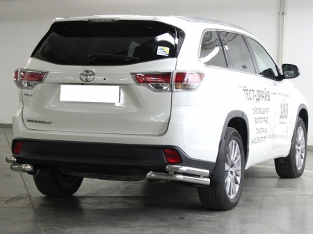 Toyota Highlander 2014-наст.вр.-Защита заднего бампера "уголки" двойные d-60+53
